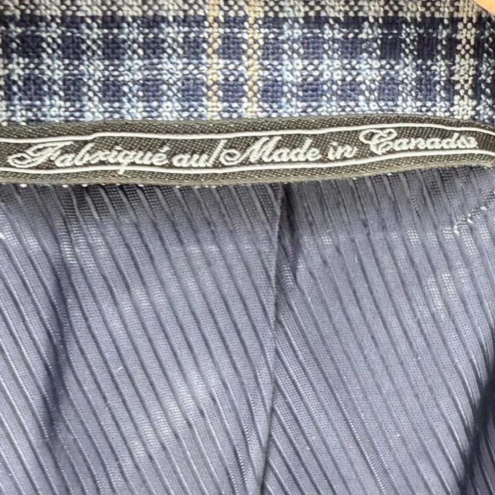 Men's Blue Wool Plaid Blazer Jacket‎ Lanificio di Pray 56L